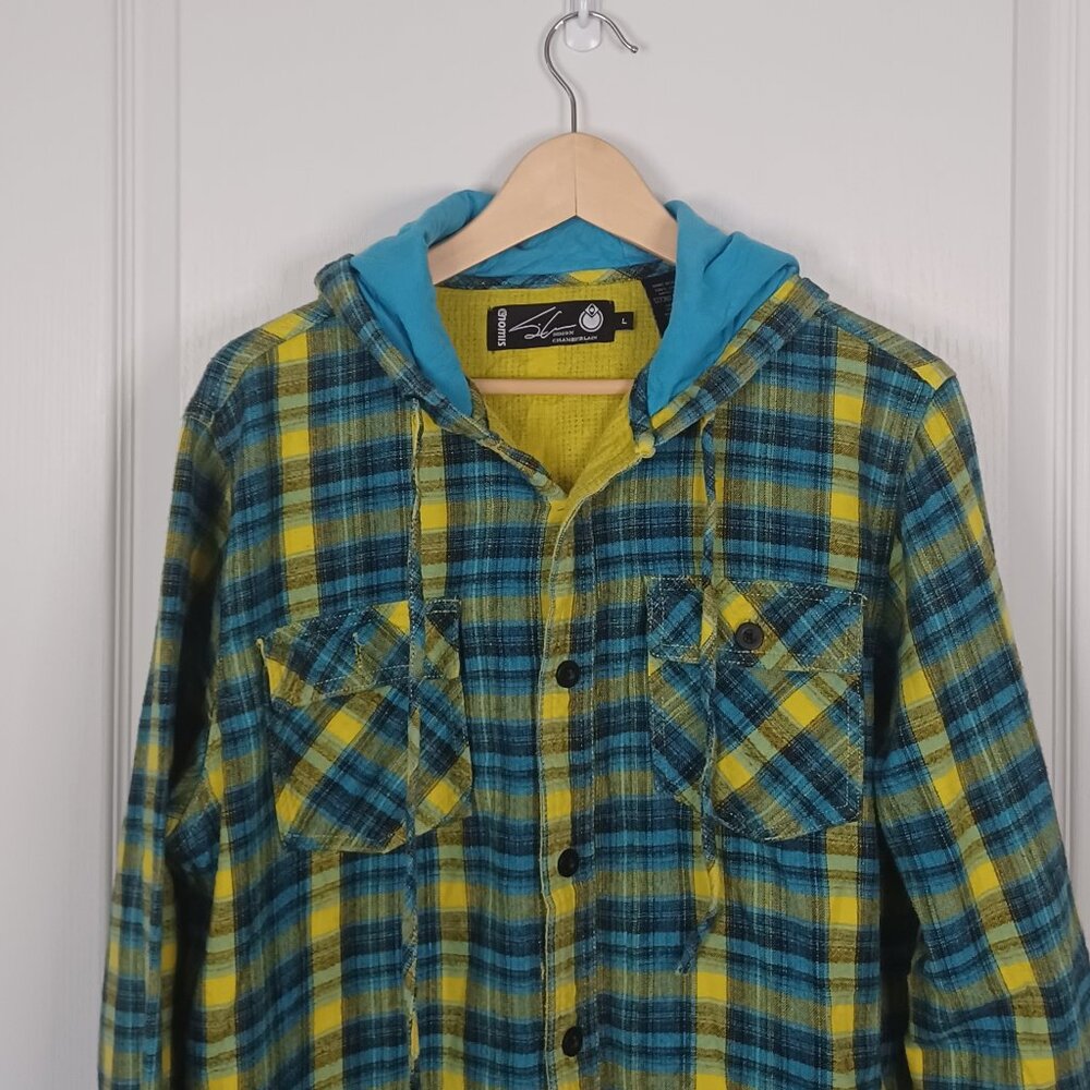 Nomis Simon Chamberlain Hoodie Mens Large Checkered Y2K Snowboard Skate - Picture 3 of 7